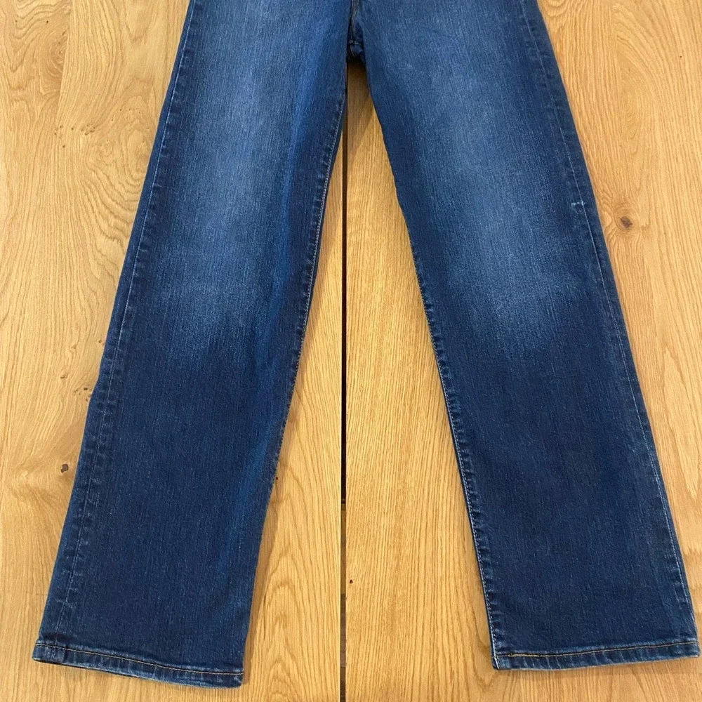 Levi's Jeans Ribcage Straight Ankle Women's 24 Dark Button Fly Stretch Raw Hem‎
